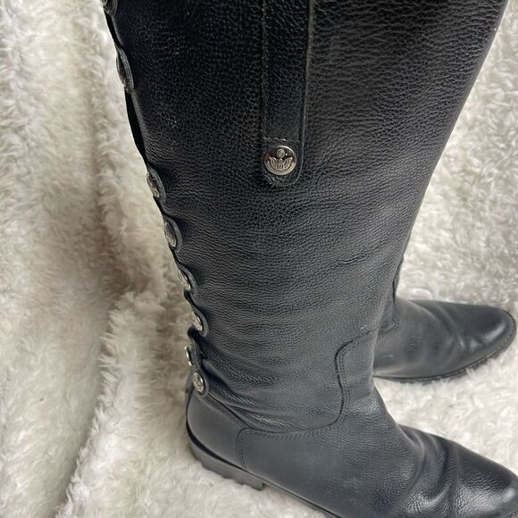 Matisse Sargent Riding Boots Black Leather,silver tone eagle buttons accentSZ8.5 - Picture 1 of 13